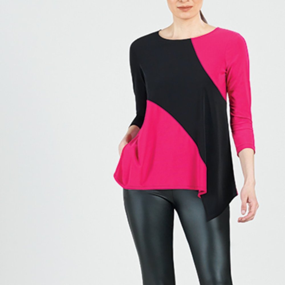 Clara Sunwoo Hotpink/Black tunic top  NWT